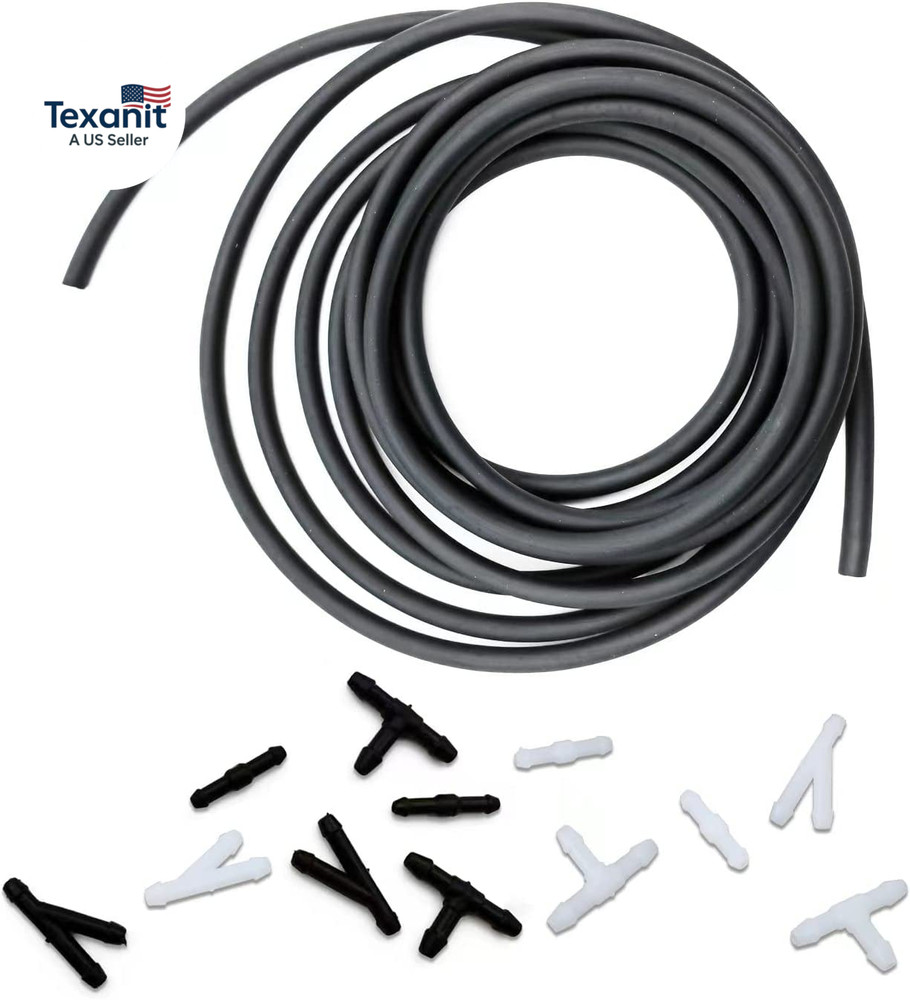 Windshield Washer Hose Kit, 4 Meter Washer Fluid Hose with 12 Pcs Hose Connector