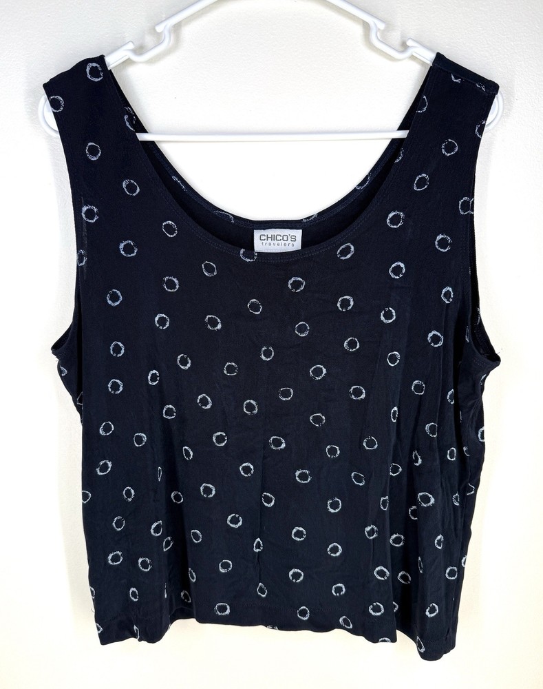 chicos travelers Tank Top Slinky Knit Size 3 XL Stretch Dots Sleeveless Shirt