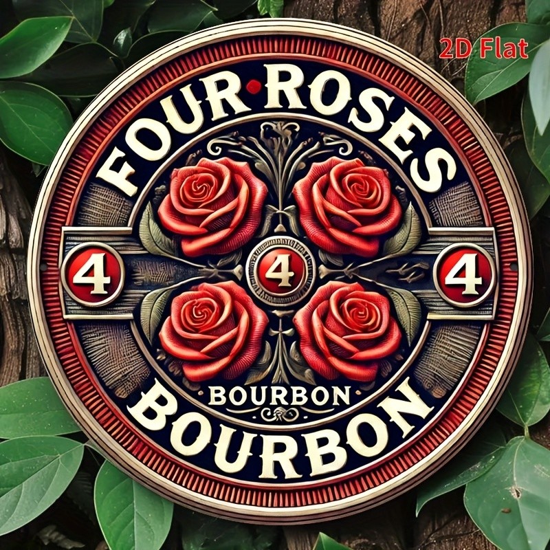 Room Decor Vintage Four Roses Bourbon Whiskey Metal Tin Signs, 8x8
