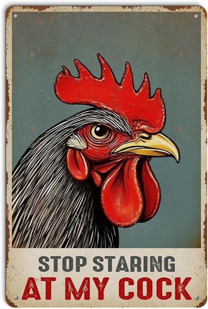 Funny Chicken Aluminum Metal Wall Sign Rustic Farmhouse Decor 8 X 12 Inch