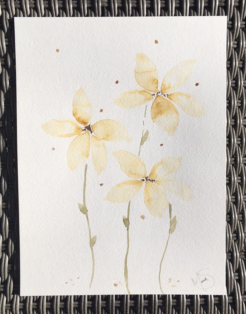 Maria Scalf Flower Floral Nature ORIGINAL PAINTING Watercolor 9x12 Expressionism