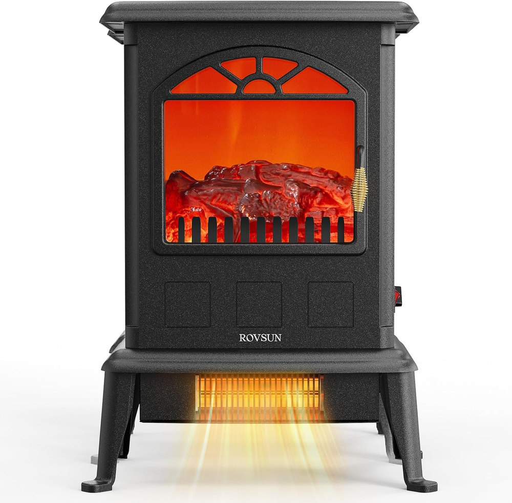 22.4 Inch Freestanding Electric Fireplace Heater with 1000W 1500W Adjustable Temperature