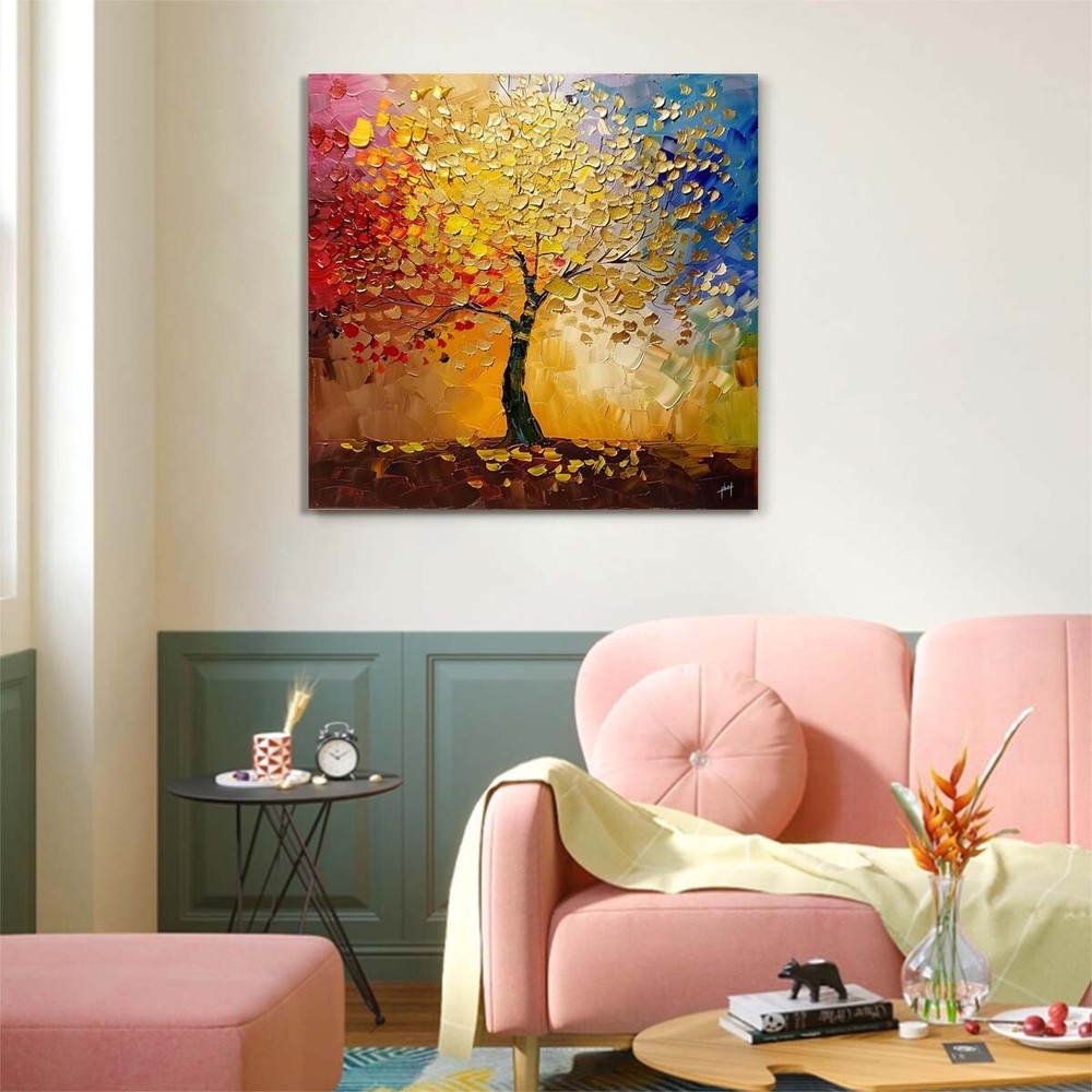 Wall Art Abstract Textured Hand-Painted Oil Paintings on canvas Lucky Tree #004