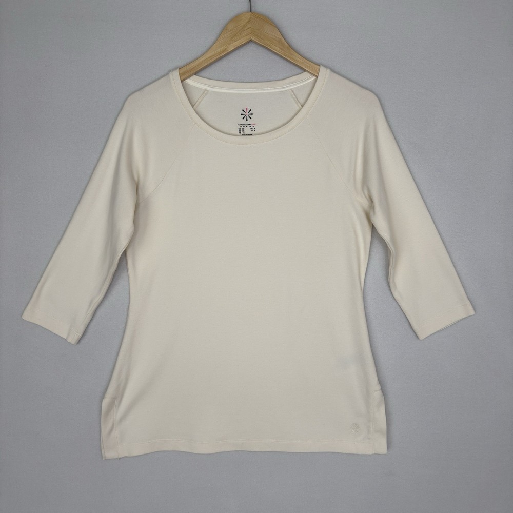 Isaac Mizrahi Live Essentials Tunic Pima Cotton 3/4 Sleeve Women’s XS Cream Top