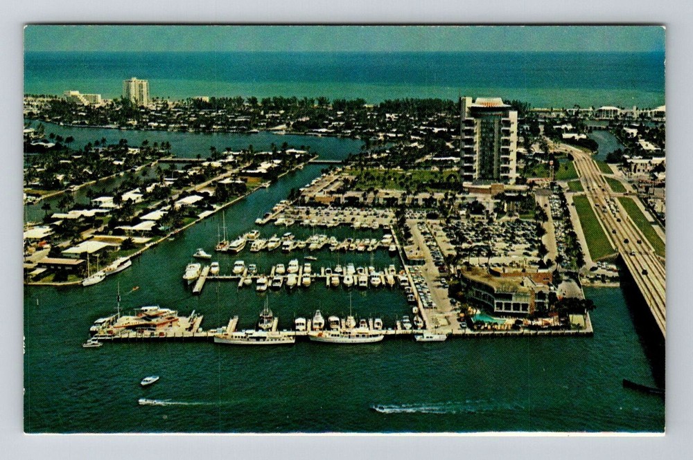 Ft Lauderdale FL-Florida, Aerial Photo Pier 66, Vintage Postcard