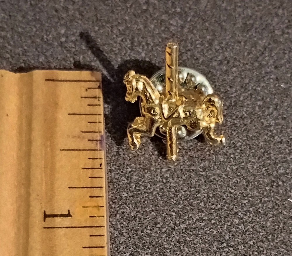 Carousel Horse Pin Gold Tone Vintage Collectible Lapel Hat Vest Pin