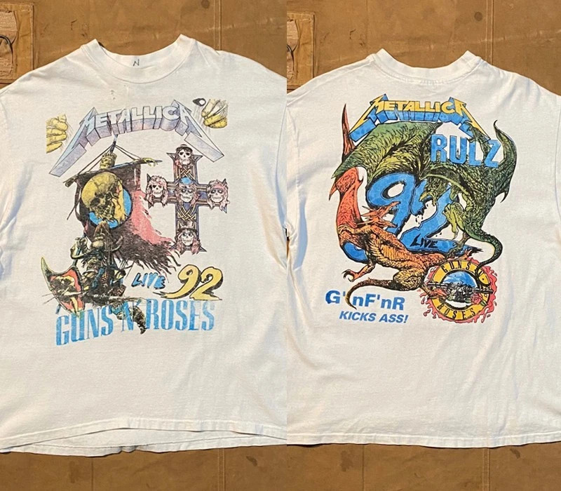 1992 Guns N Roses Tour T-shirt 2 sided Unisex Men Women tee