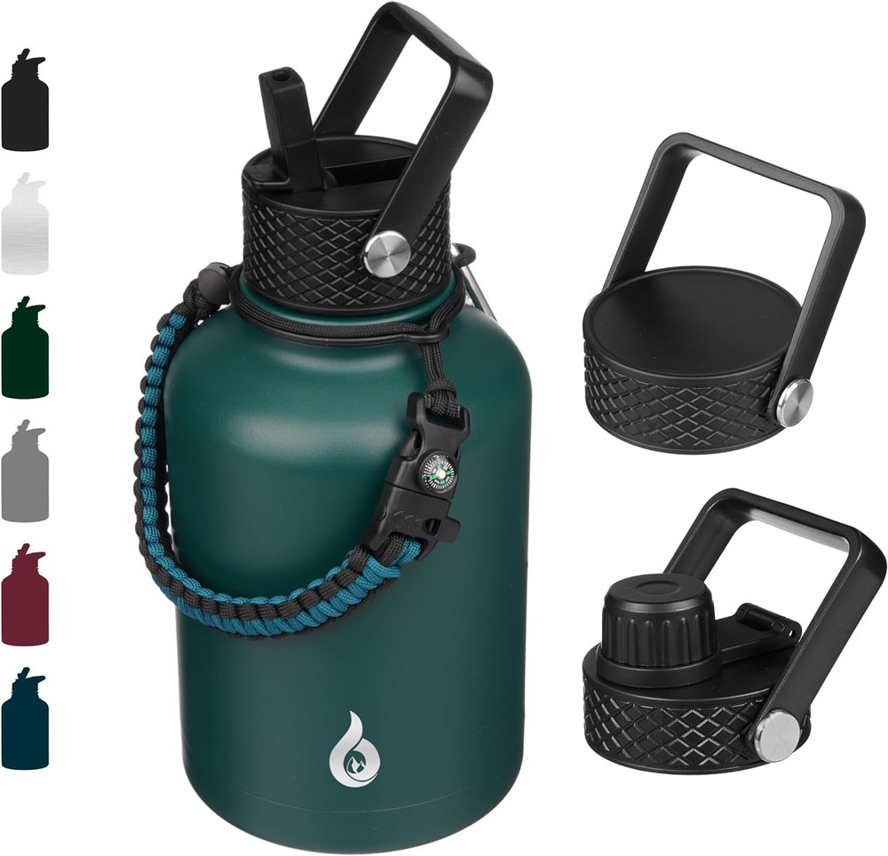Insulated Water Bottles with Straw Lid, 50Oz Large Water Jug, Stainless Bottle