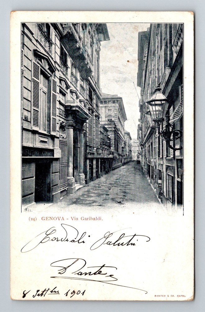 Italy- Genoa Garibaldi Street Souvenir Postal Old PC Card View Vintage Postcard