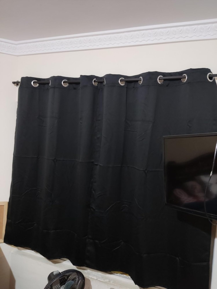 NICETOWN Blackout Thermal Insulated Bedroom Curtains 2 Panels Black