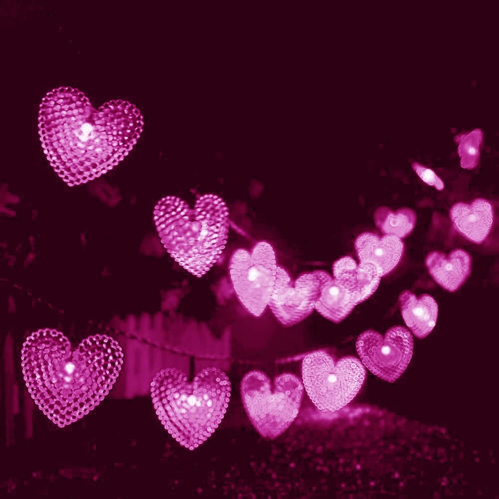 Solar Heart-Shaped Lights, Waterproof 16.4ft 20LED Ambiance Lighting Solar Po...