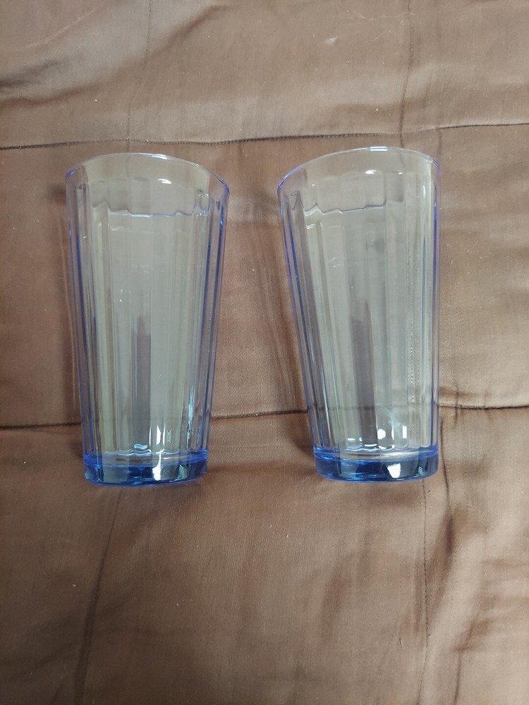 Pasabahce Cobalt Blue Ribbed 12 oz Drinking Glasses  Set of 2