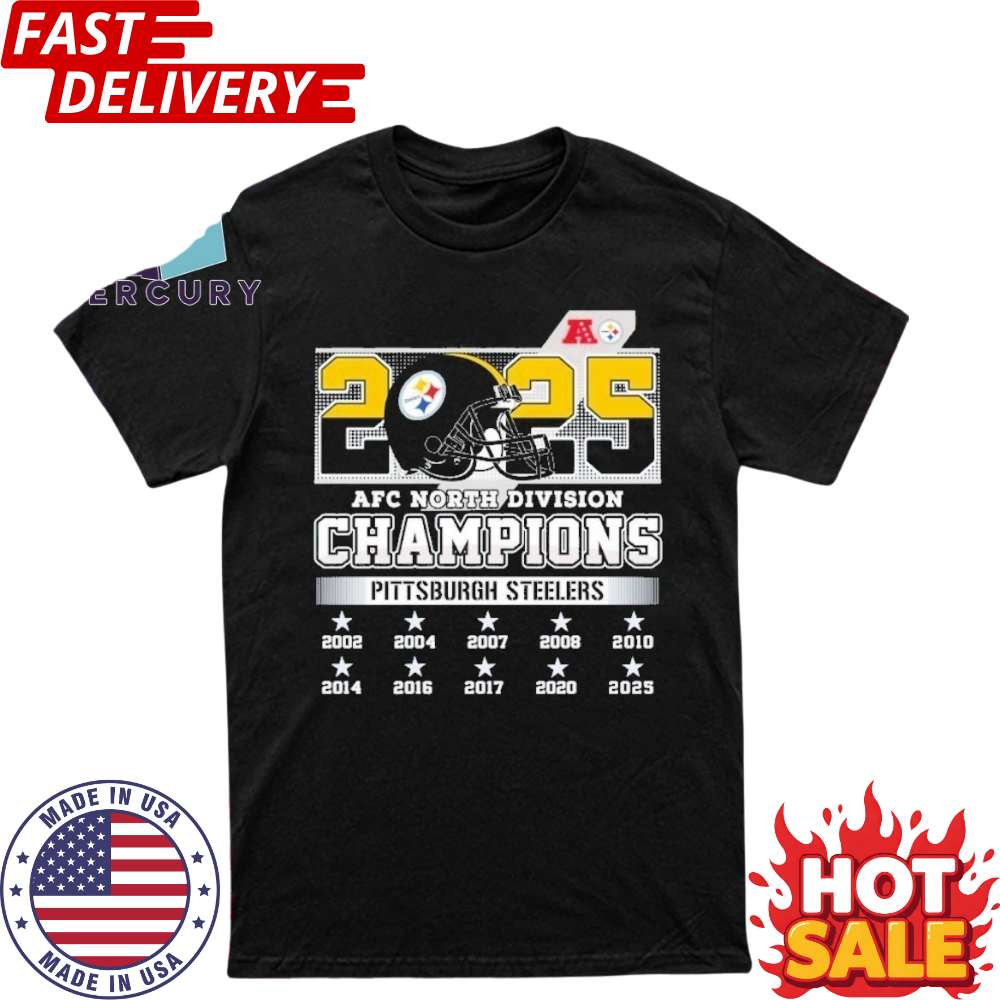 Steelers 2025 AFC North Division Champions Helmet Shirt S-5XL