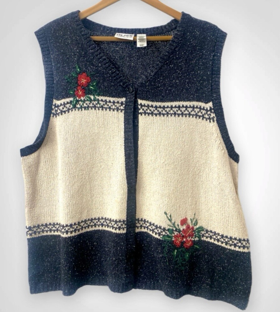 Vintage Russ by Liz Claiborne Plus Size Sweater Vest | Women’s Holiday Knit Vest