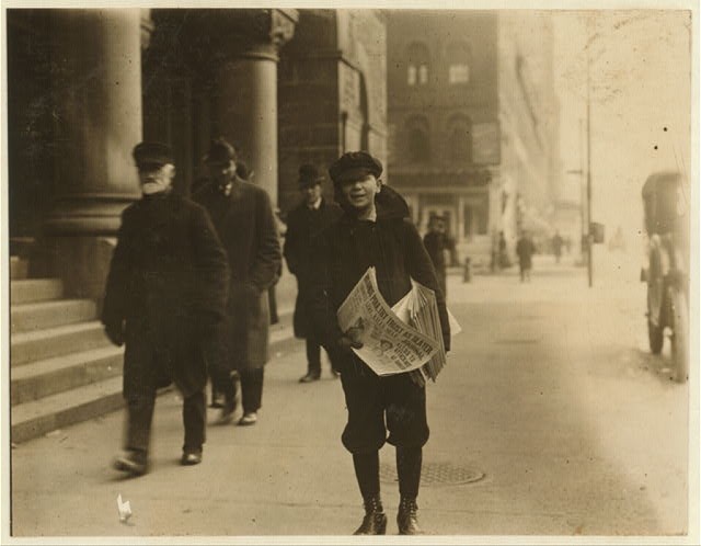 Syracuse New York 1910 Newsboy Selling During School Hours Street Scene