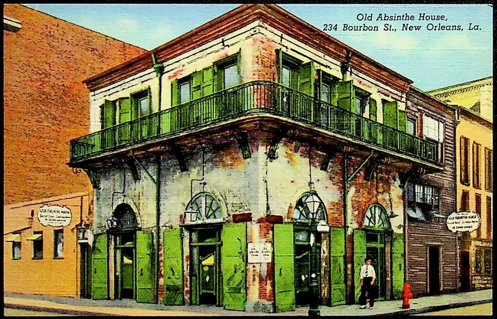 New Orleans Bourbon St Vintage unposted postcard Old Absinthe House La-image