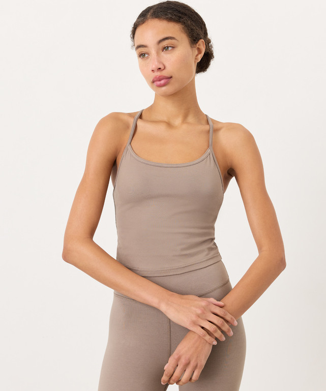 PACT Organic On The Go-To Shelf Bra Tank, Cinder (NEW)