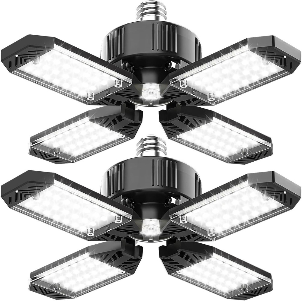 130W LED Garage Light Bulb 2 Pack - 13000LM 6500K Shop Light with 4+1 Defor