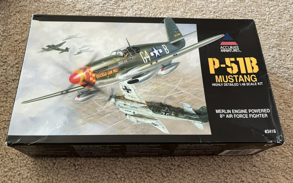 Accurate Miniatures P-51B Mustang Merlin Engine Model Kit 1/48 Scale Item 3418-image
