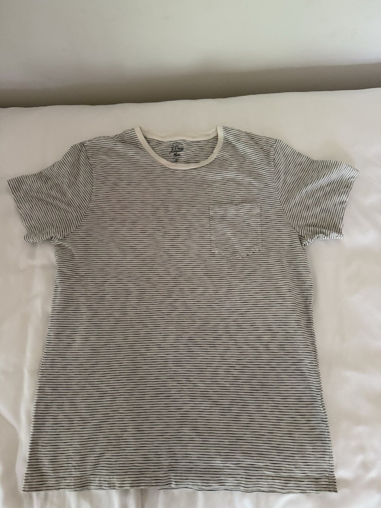 J Crew Men’s Large Blue/Gray / White  Striped Crew Neck Cotton T Shirt