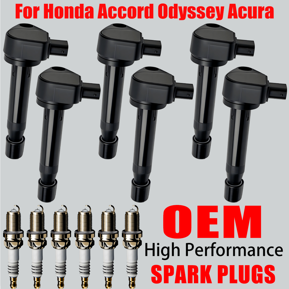6X OEM Ignition Coil & Iridium Spark Plugs For Honda Accord Odyssey Acura RL TL