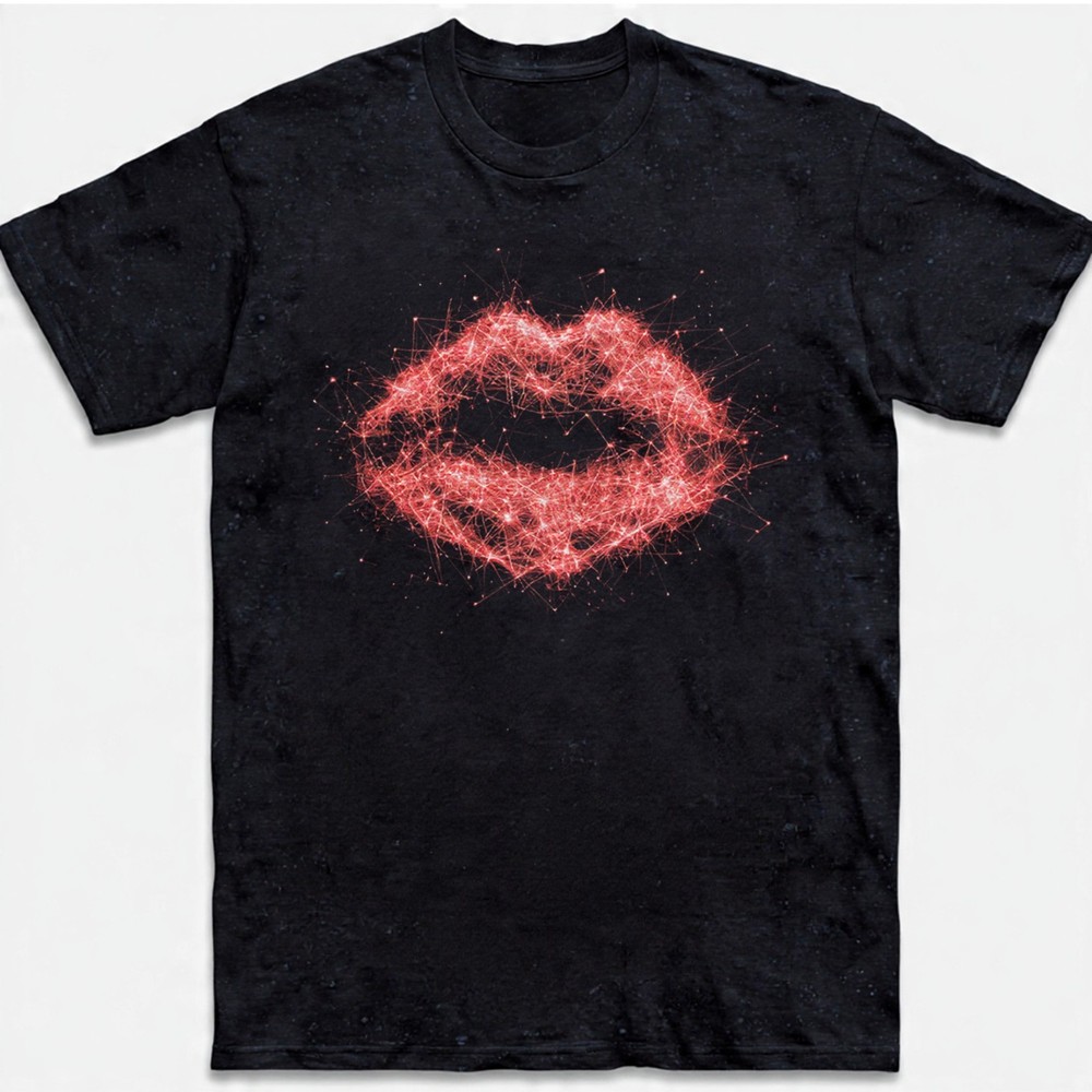 Glitter Lips Heart Kiss T-shirt, Romantic Makeup Artist Valentines Day Tee