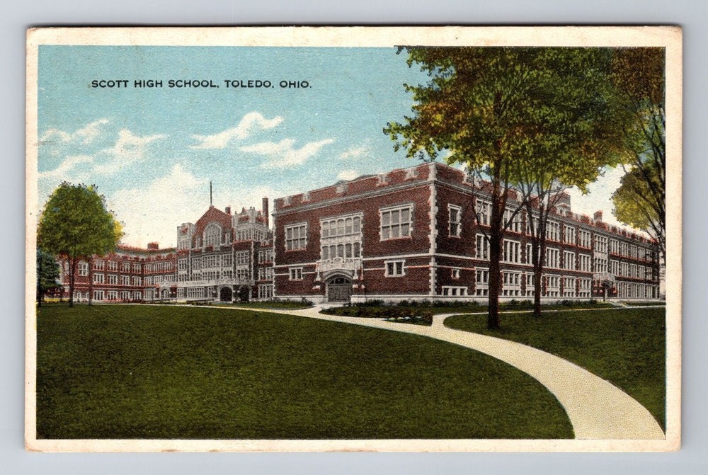 Toledo OH-Ohio, Scott High School, c1917 Antique Vintage Souvenir Postcard