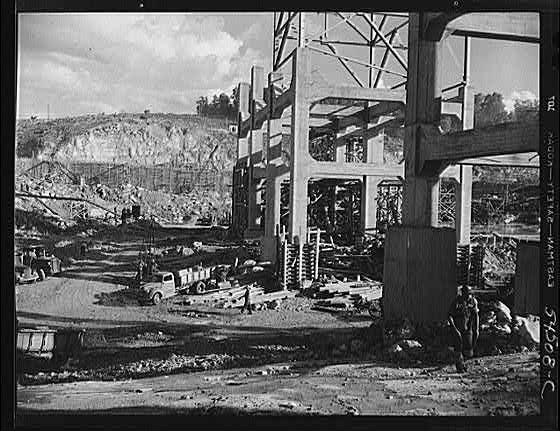 Photo:1940s Industrial Construction Site Steel Framework Quarry Truck