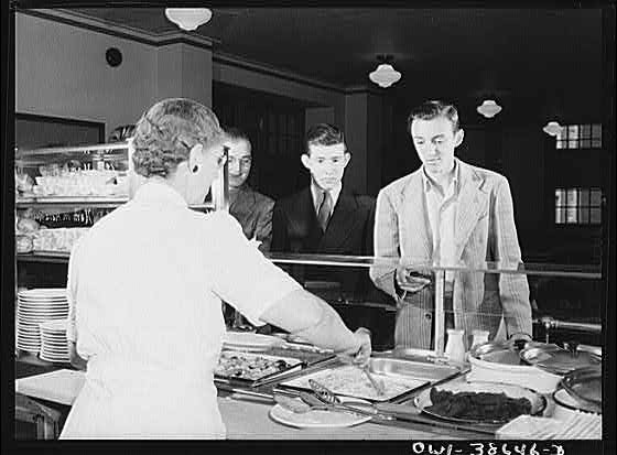 Washington DC Woodrow Wilson High School Cafeteria 1940s Students Serving Line