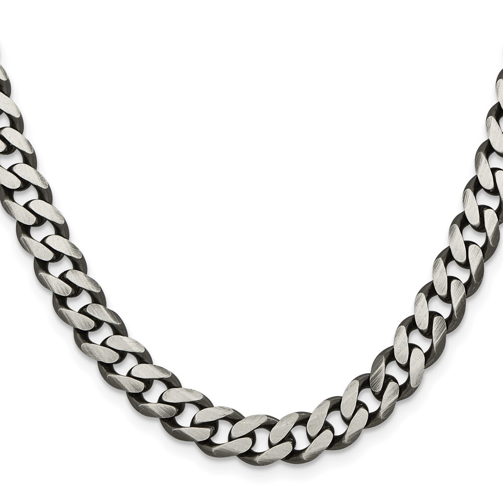 Sterling Silver Antiqued 9.3mm Curb Chain Necklace 26