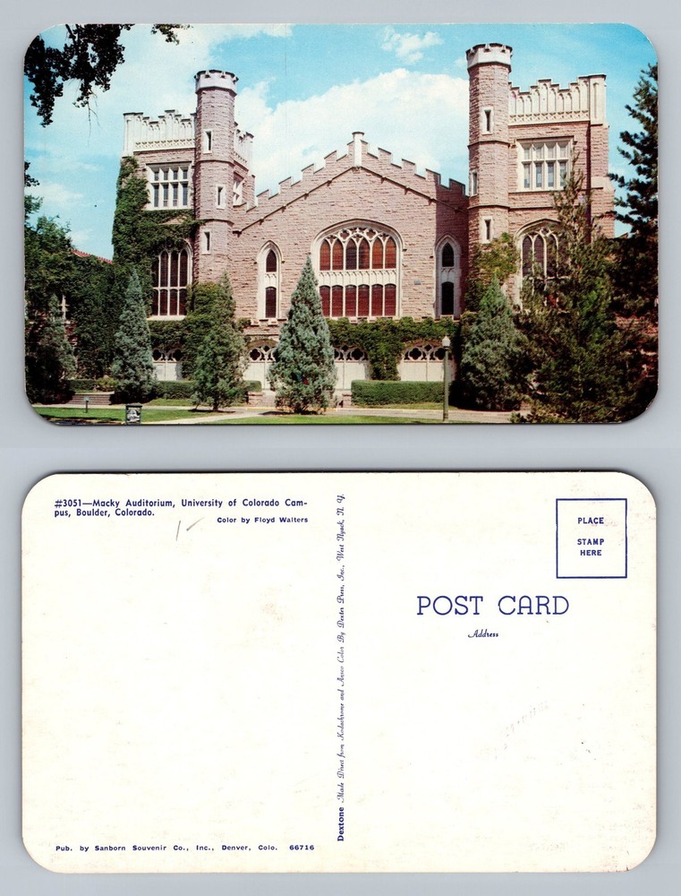 Boulder, CO-Colorado, Macky Auditorium Campus View PC Vintage Postcard