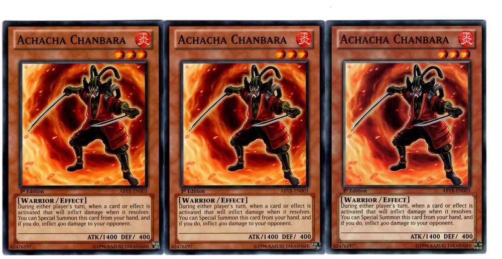 Yugioh- 3X Achacha Chanbara - Common - 1st Edition - ABYR-EN003 - Near Mint-image