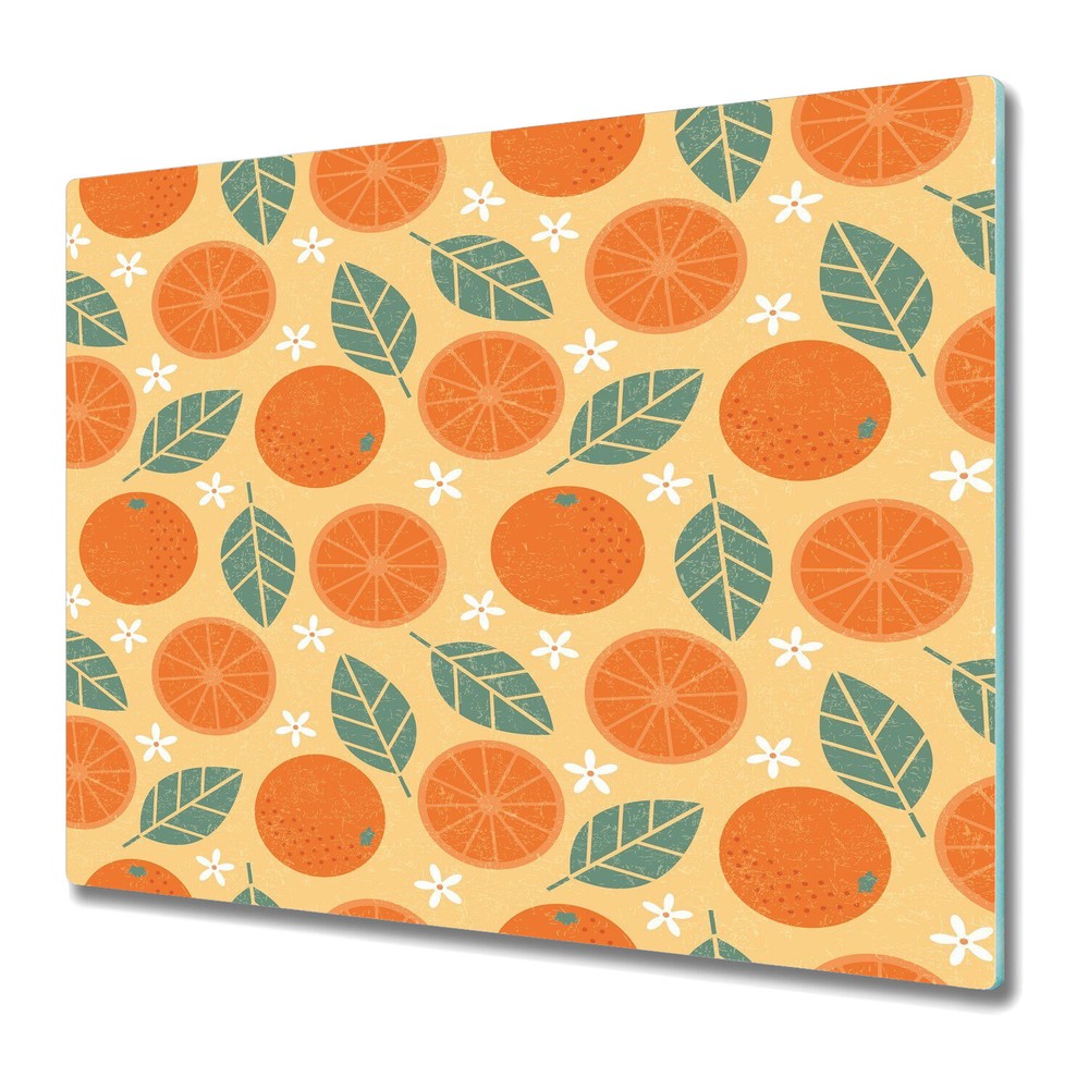 Glass Chopping Cutting Board Vintage Oranges Colourful retro fruits 60x52