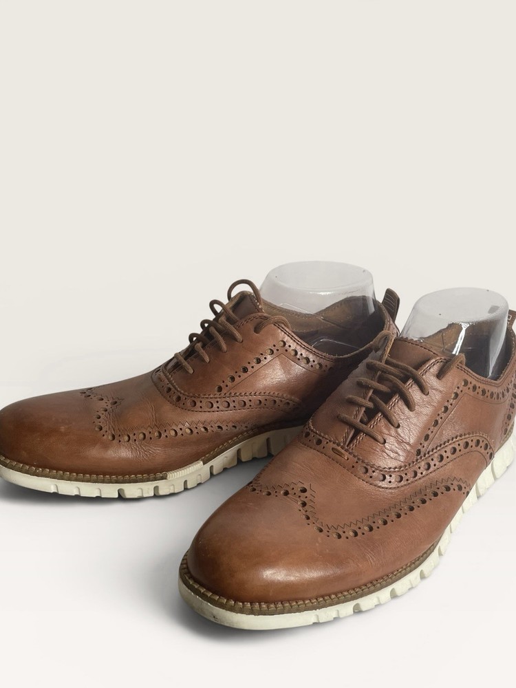Men's ZERØGRAND Wingtip Oxfords 8.5 M Leather Brown
