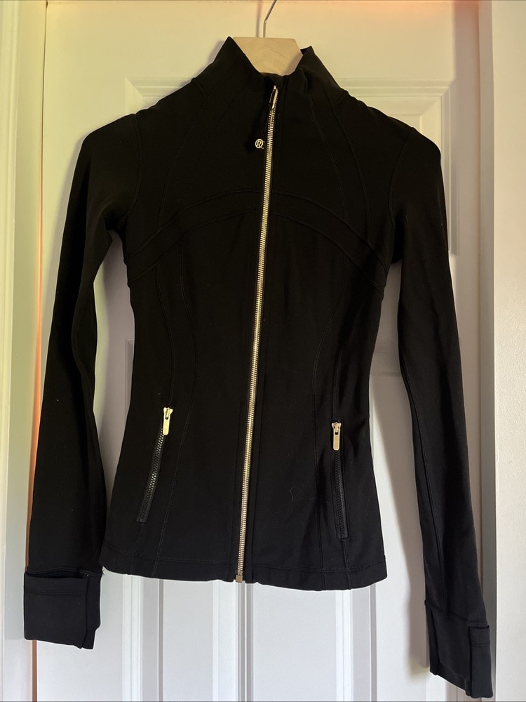 Lululemon Define Jacket Nulu Black Gold Zipper Size 2 Special Edition