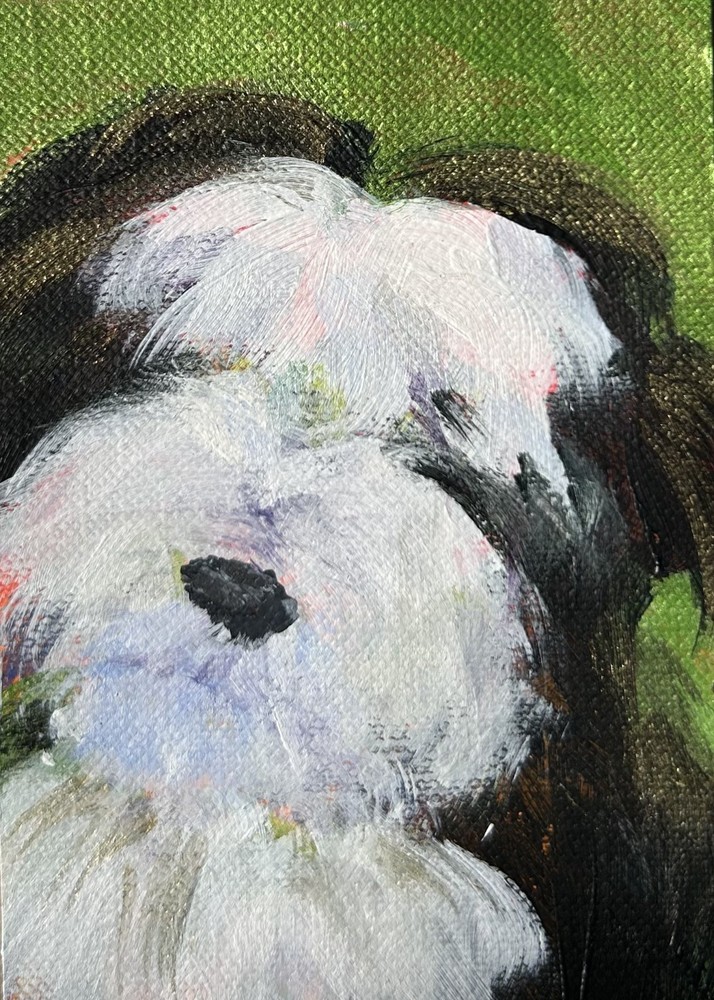 ACEO original  painting Doodle Dog series: Tiny Sheep Doodle by Gale 2.5x3.5in