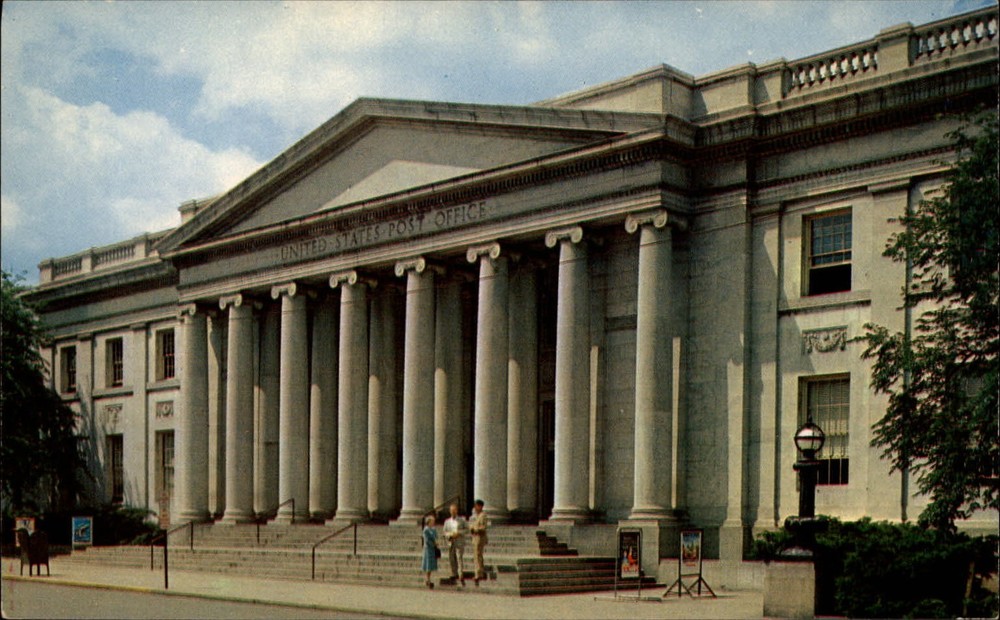 Post Office ~ South George Street ~ York Pennsylvania ~ 1950s vintage postcard