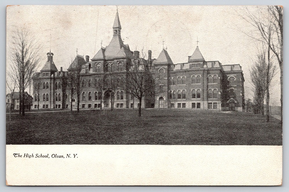 Olean New York~High School Bldg Exterior View~Cupola~Victorian~1907 Postcard