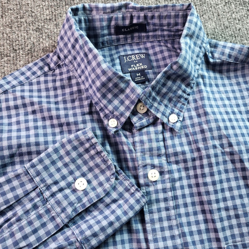 J Crew Mens Classic Fit Flex Washed Gingham Button Down Shirt Size Medium