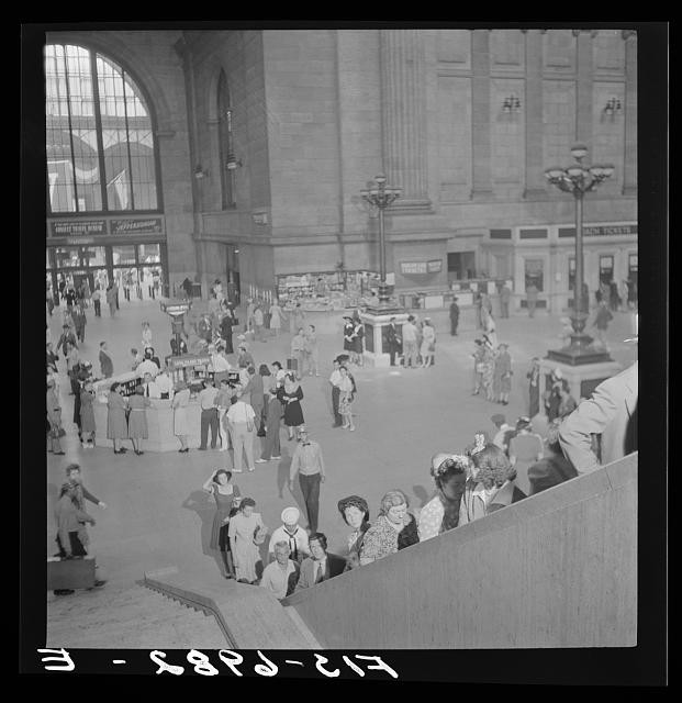 Photo:New York NY Pennsylvania Station Information Booth Escalators 1942