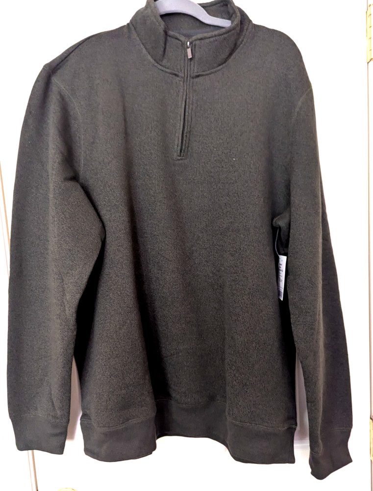 SONOMA Men's Size XXL Tall Olive Green Soft Sweater Fleece Quarter Zip Top NEW