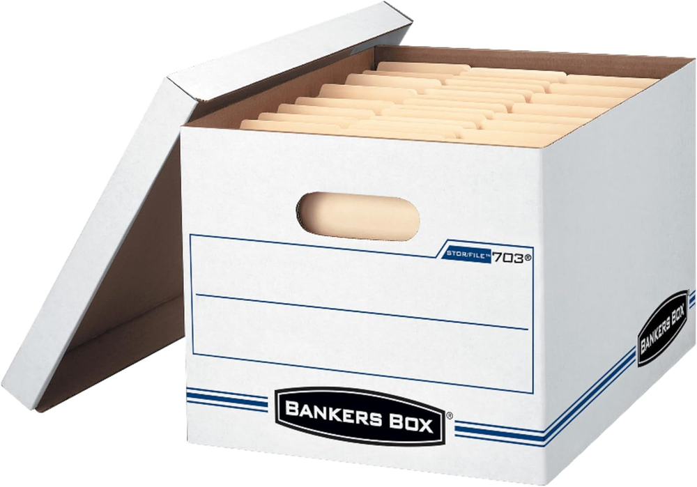 4 Pack STOR/FILE Basic Duty File Storage Boxes, Standard Assembly, Lift-Off Lid,