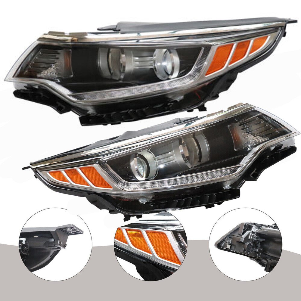 Pair Headlights For 2016 2017 2018 Kia Optima Projector Left+Right w/ LED DRL