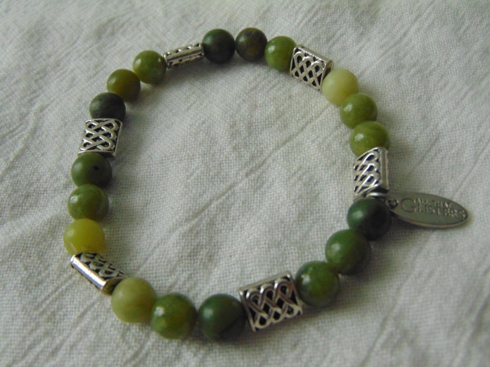 Glisters Connemara Marble beads silver tone beads bracelet Ireland