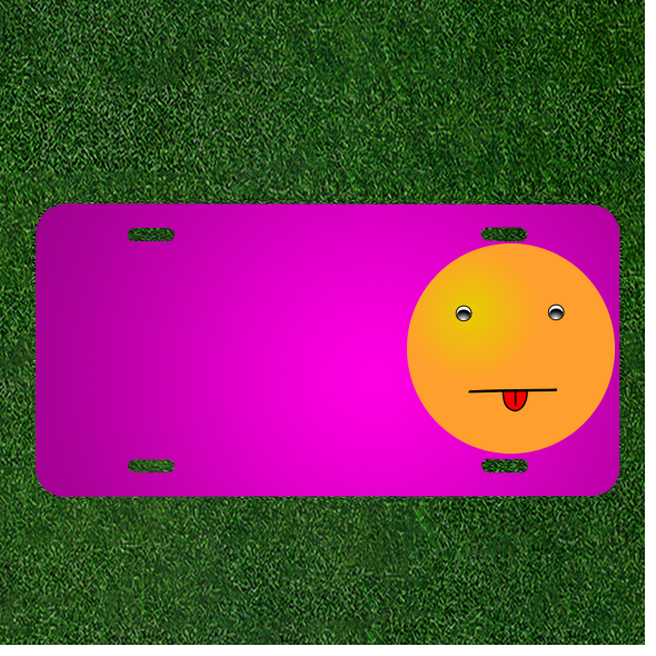 Create Your Custom Car License Plate with Name and Emoticon Tongue Design