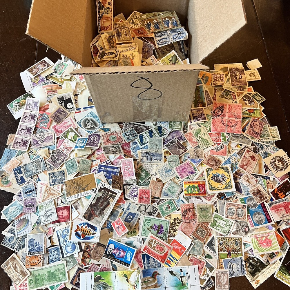 WORLDWIDE OFF PAPER STAMPS BOX LOT 1,000s FROM HUNDREDS OF COUNTRIES #8