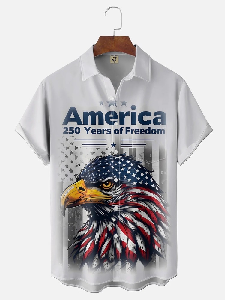 Gradient Abstract American Flag American Eagle 250th Anniversary Chest Pocket Ho