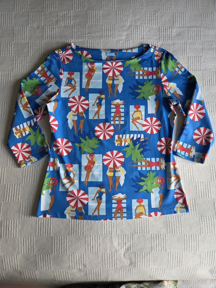 J McLaughlin Top Womens Multicolored Boat Neck Beach Pool Resort Size Medium