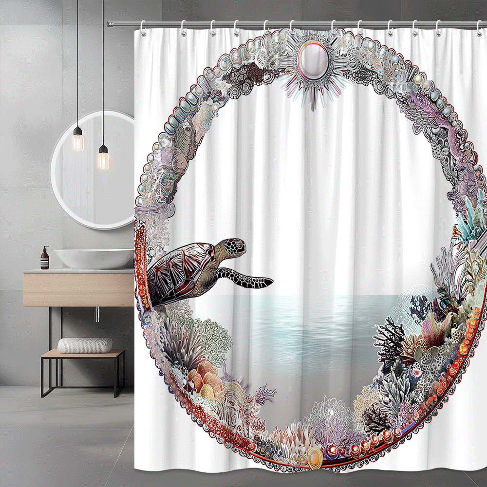 Sea Turtle Coral Reef Shower Curtain Ocean Graphic Print
