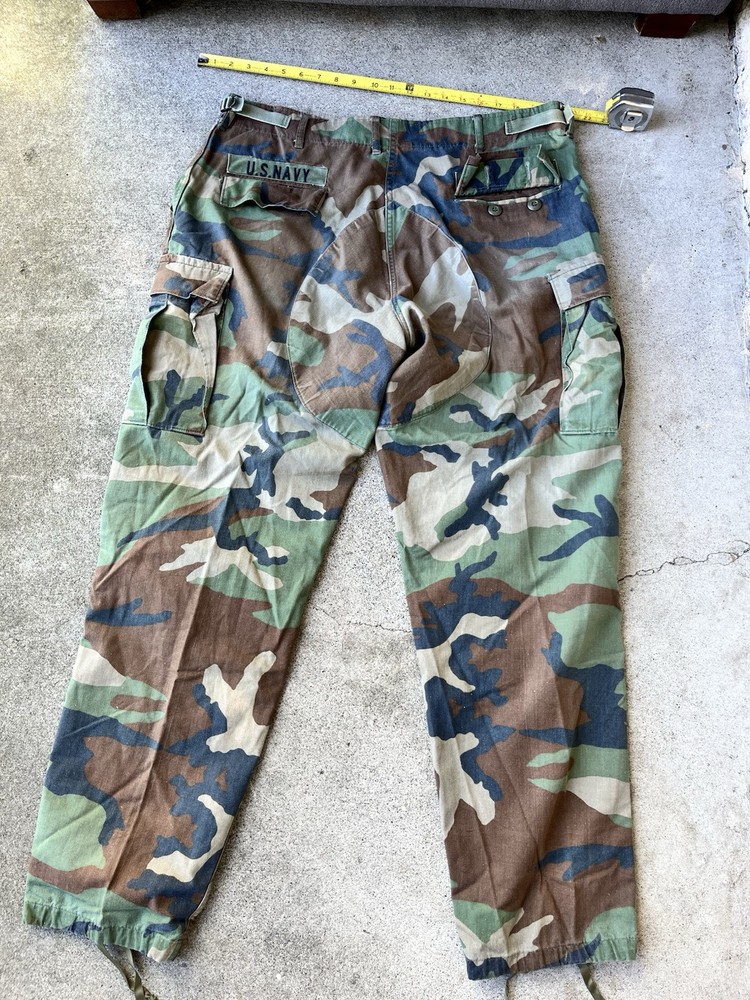 Military Army Cargo Pants Men Large 38 Woodland Camo Green BDU Combat